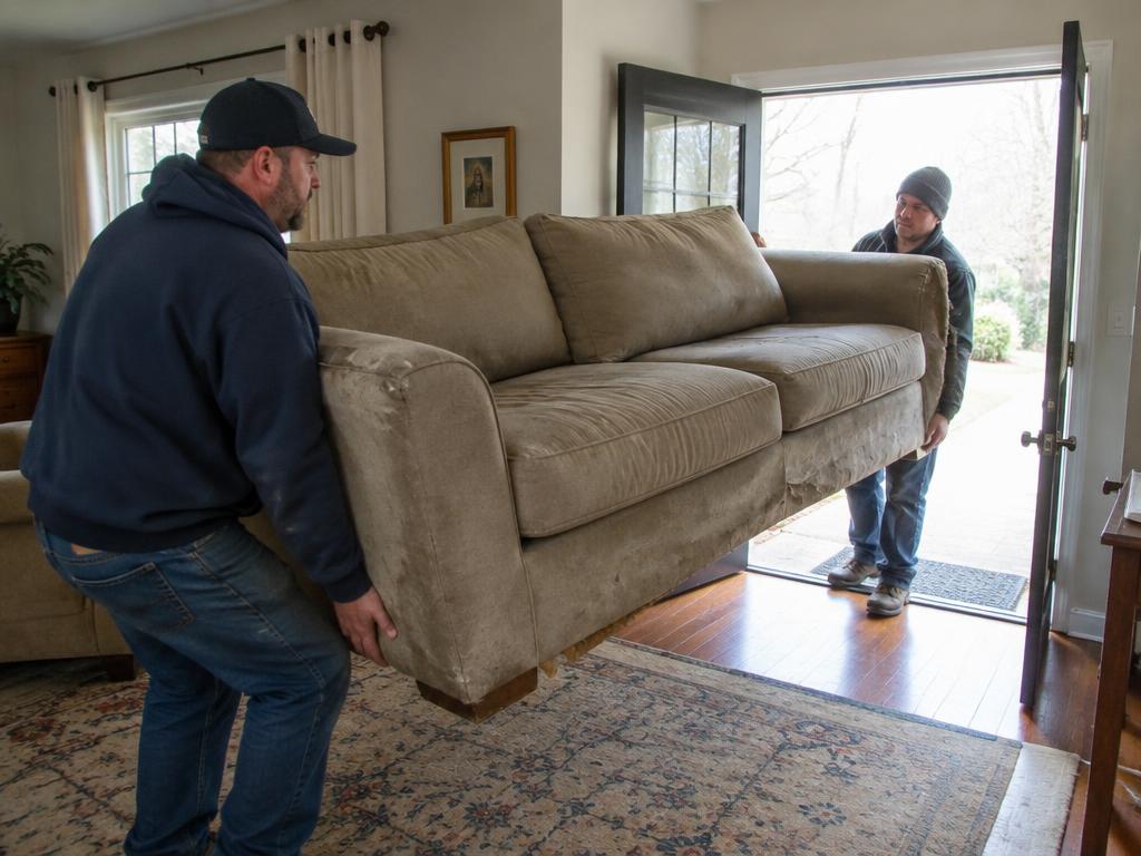 Sample photo of two people carrying a couch out of a home